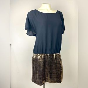 New! Express Black Dress with Gold Sequin Skirt Size Medium